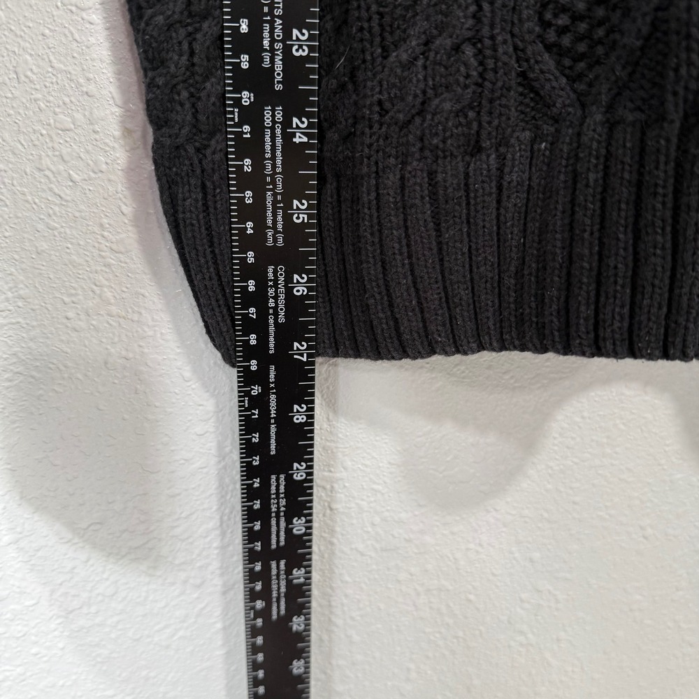 JEANNE PIERRE Black Cable Knit Shawl Collar Sweater Mens XL Cotton‎ - Picture 3 of 5